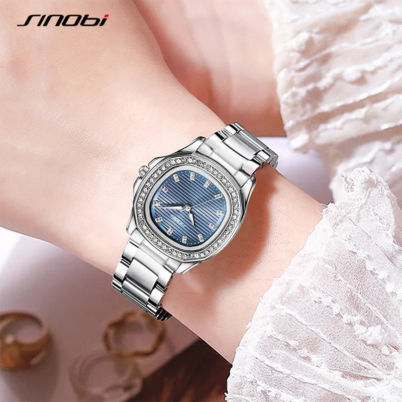 Women's Alloy Stainless Steel Band Square Watch High-value 30M Water Resistant Retro Luminous Pointer Quartz Movement Business