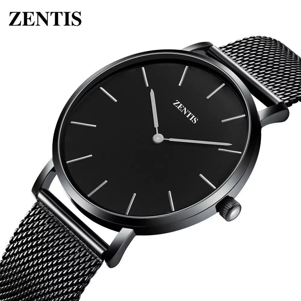 Japanese Movement Luxury Ultra-thin Milan Woven Stainless Steel Mesh Belt Quartz Watch Pointer 30m Water Resistance