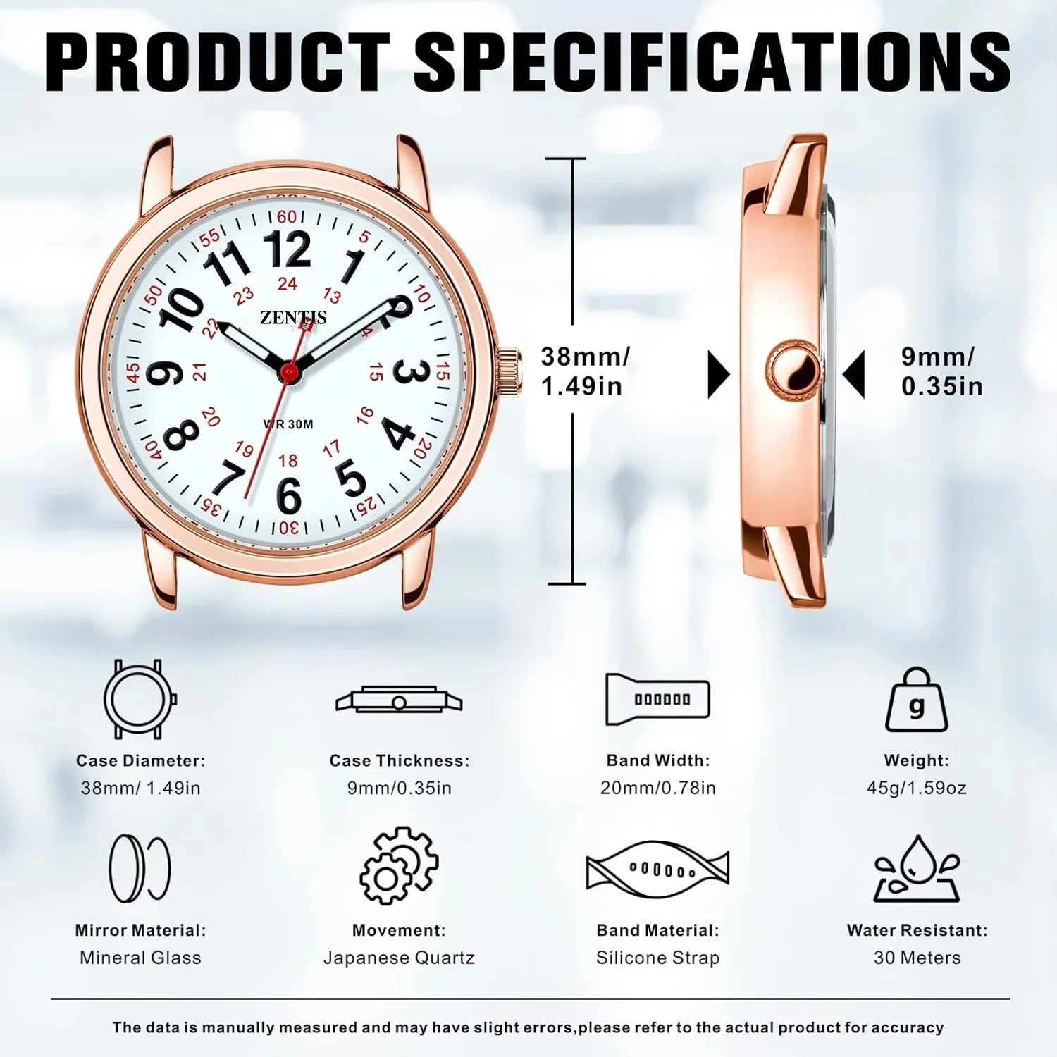 Women's Lightweight Analog Quartz Watch Acrylic Case & Band 30M Waterproof Luminous Easy-Read Dial
