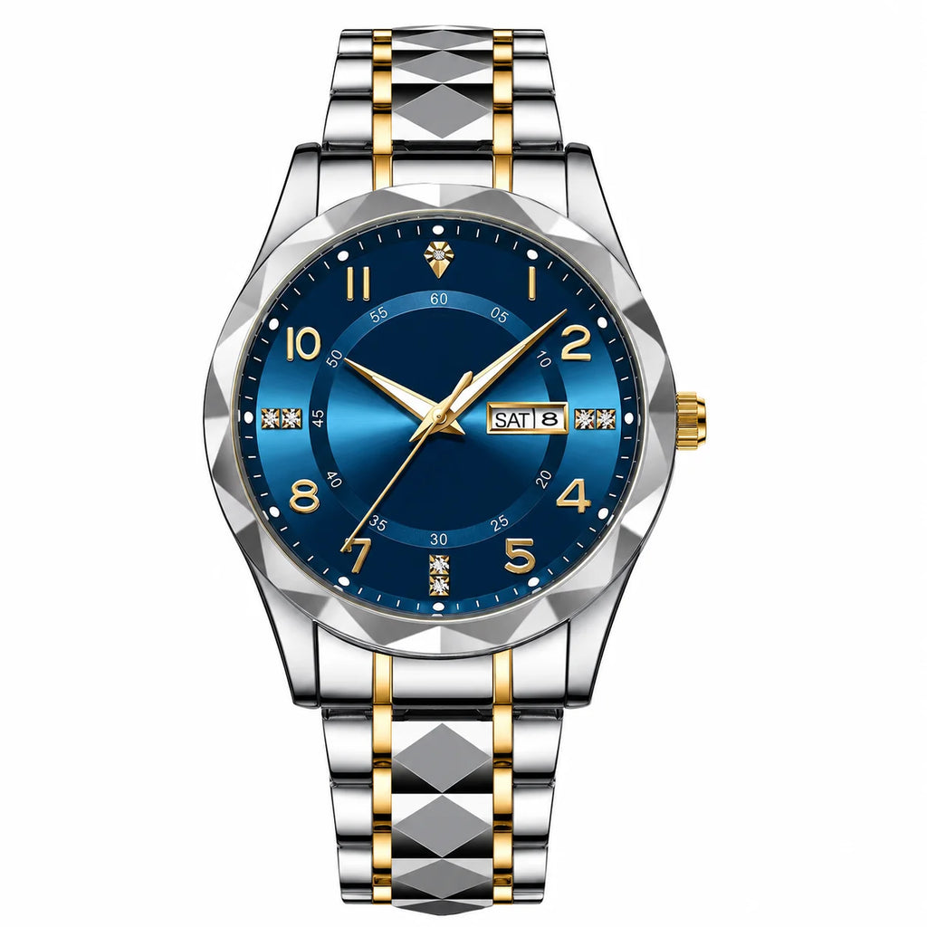New Men's Luxury Quartz Watch Stainless Steel Band Alloy Case Luminous Waterproof 50m Sapphire Crystal Glass 41mm Pointer