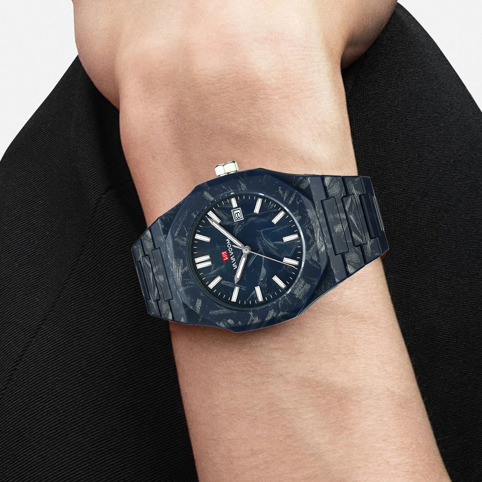 Marble Pattern Stainless Steel Strap Alloy Case 41mm Dial Mens Watch Business Fashion Pointer Dial Calendar Quartz Waterproof