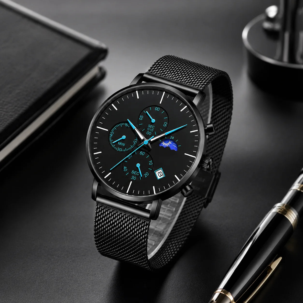 Custom-Made Men's Stainless Steel Band Waterproof Quartz Watch Pointer Luminous Hands 30M Water Resistance Alloy Case Wholesale