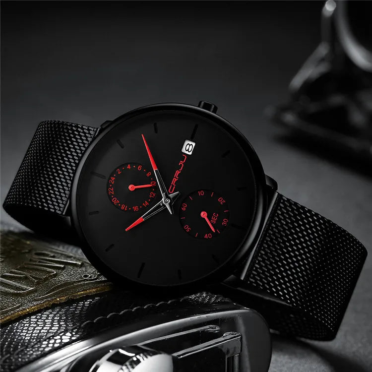 New Luxury Men's Watch Quartz Movement Alloy Case Stainless Steel Band Water Resistant 30M Analog Auto Date Starry Sky Fashion