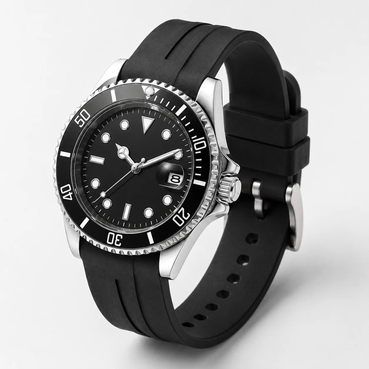 Black Green Cross-Border Kingston Brand Men's Leisure for Luminous Quartz Wristwatch Alloy Case Silicone Band Pointer