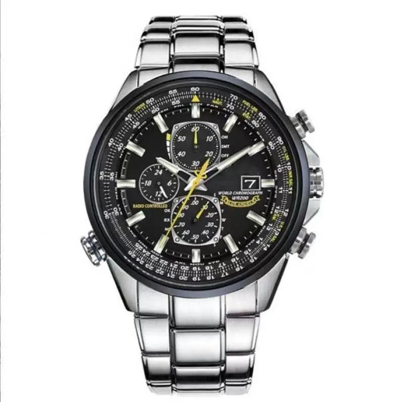 High-end Men's Stainless Steel Quartz Chronograph Watch with Pointer Dial Business Style 10m Water Resistant