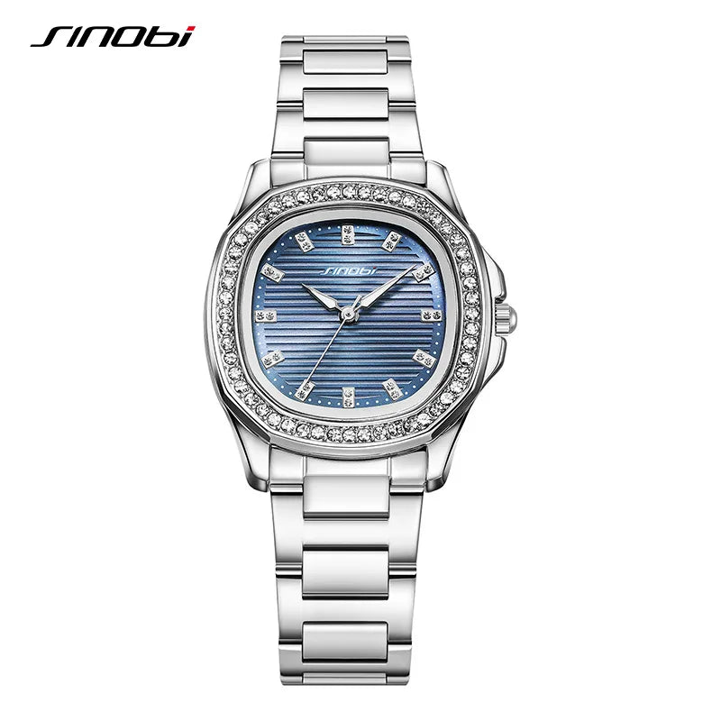 Women's Alloy Stainless Steel Band Square Watch High-value 30M Water Resistant Retro Luminous Pointer Quartz Movement Business