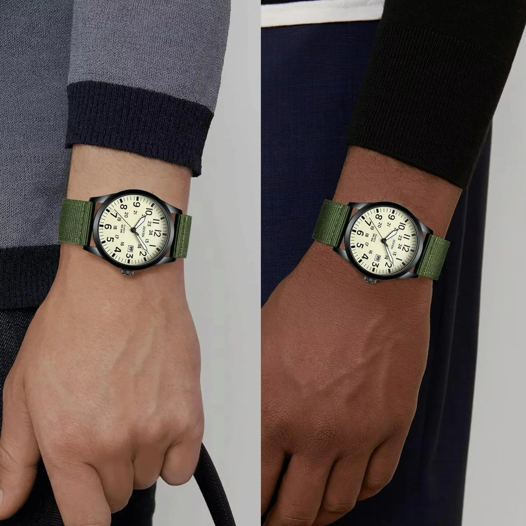 Mens Unisex Military Sport Alloy Case Nylon Strap Luminous Fashion Analog Quartz Watch