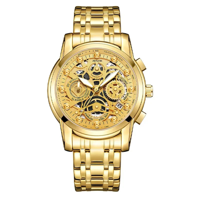 Cross-border Explosions Golden Seton Brand Men's Fashion High-end Luminous Waterproof Hollow Alloy Pointer Stainless Steel Band