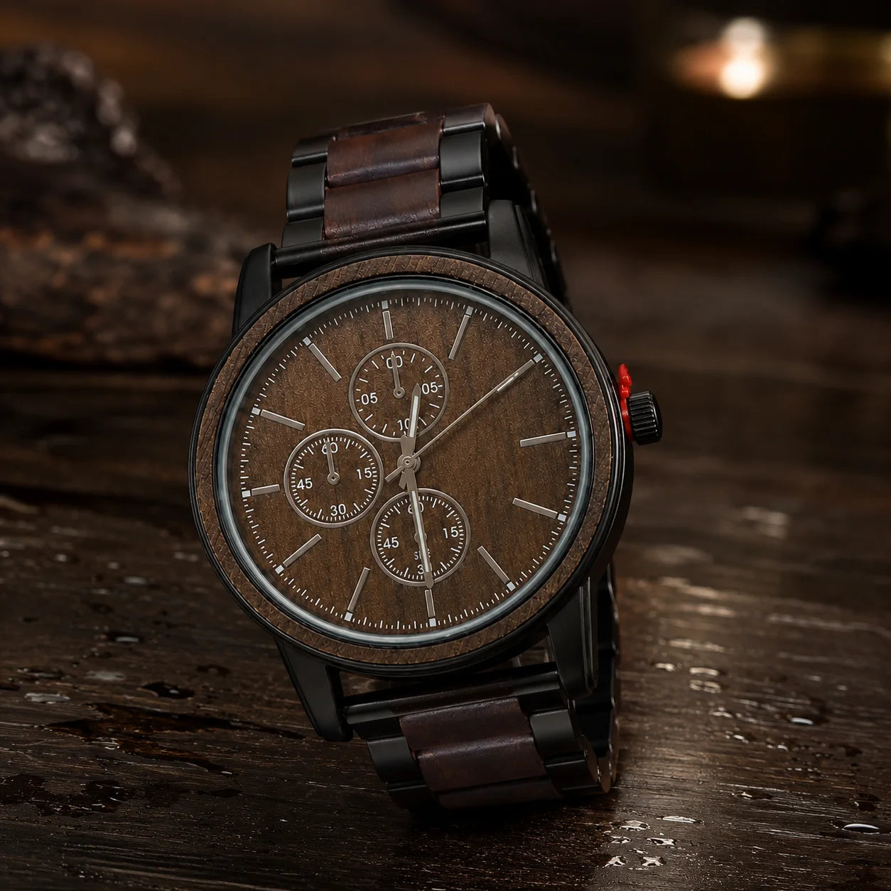 OEM Custom Logo Large Round Quartz Analog Glass Dial Alloy Case Stainless Steel Strap 43mm Splash Resistant Men Watch