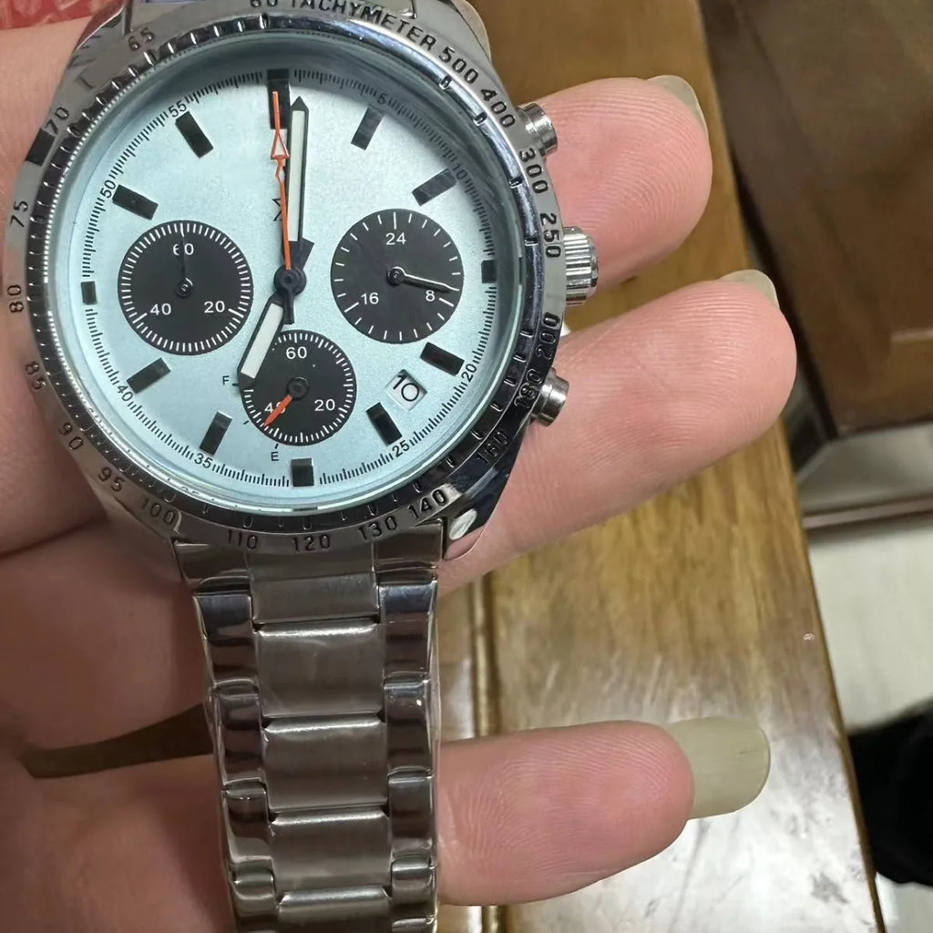 Eco-Friendly Stainless Steel Alloy Quartz Pointer Display Six-Hand Multifunction 40mm Men's Watch