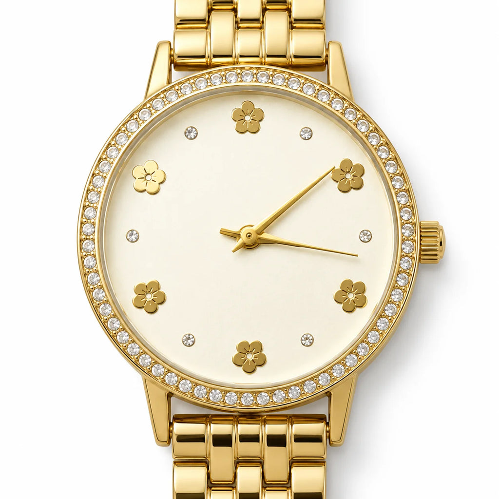 OEM Women's Alloy Strap Quartz Watch Custom Logo Luxury Fashion Watch Glass Dial Splash Resistant Stainless Steel Buckle
