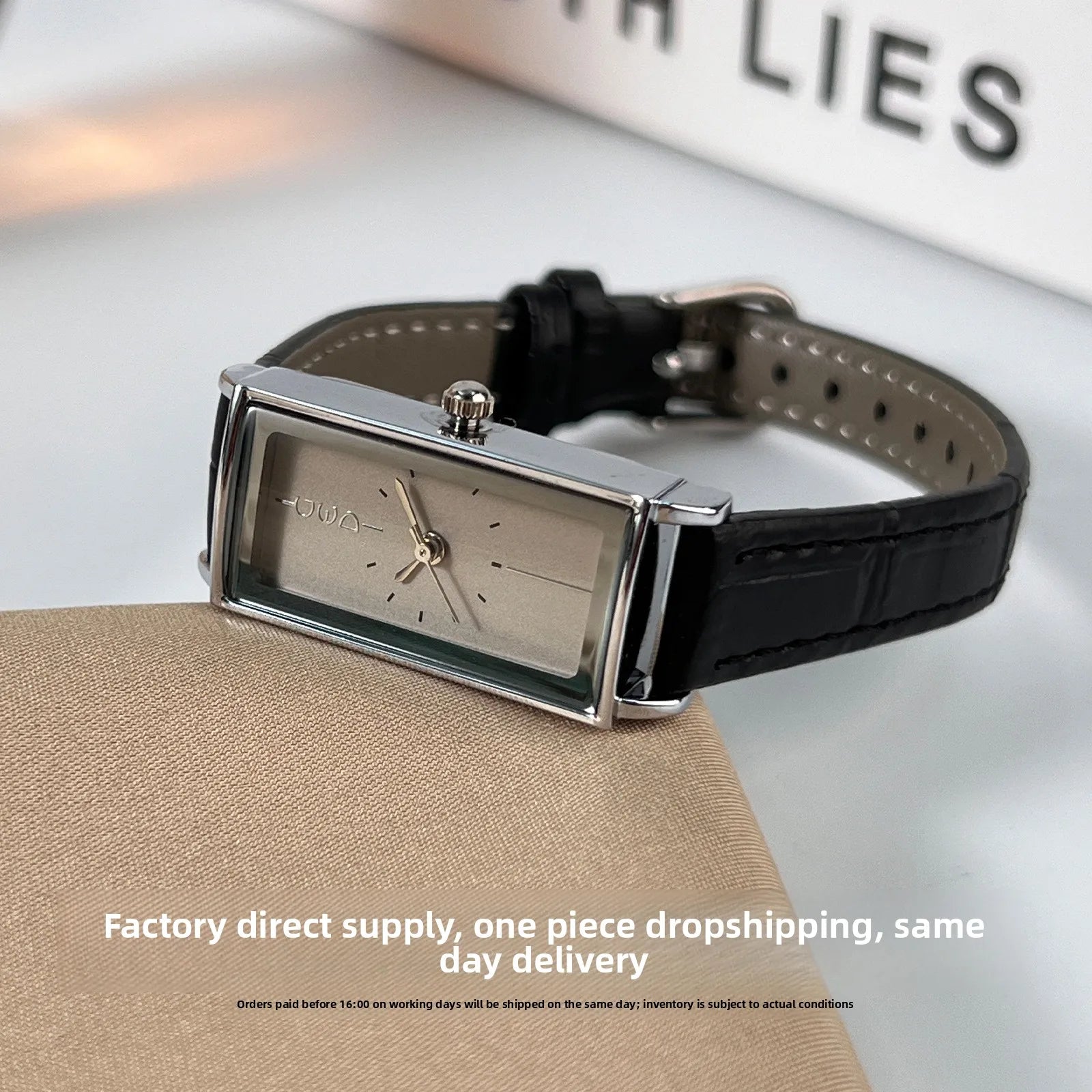 Fashion Trend Ancona Red Leather Strap Quartz Women's Watch Rectangle Alloy Pointer Dial 9mm Water Resistant 30M Retro