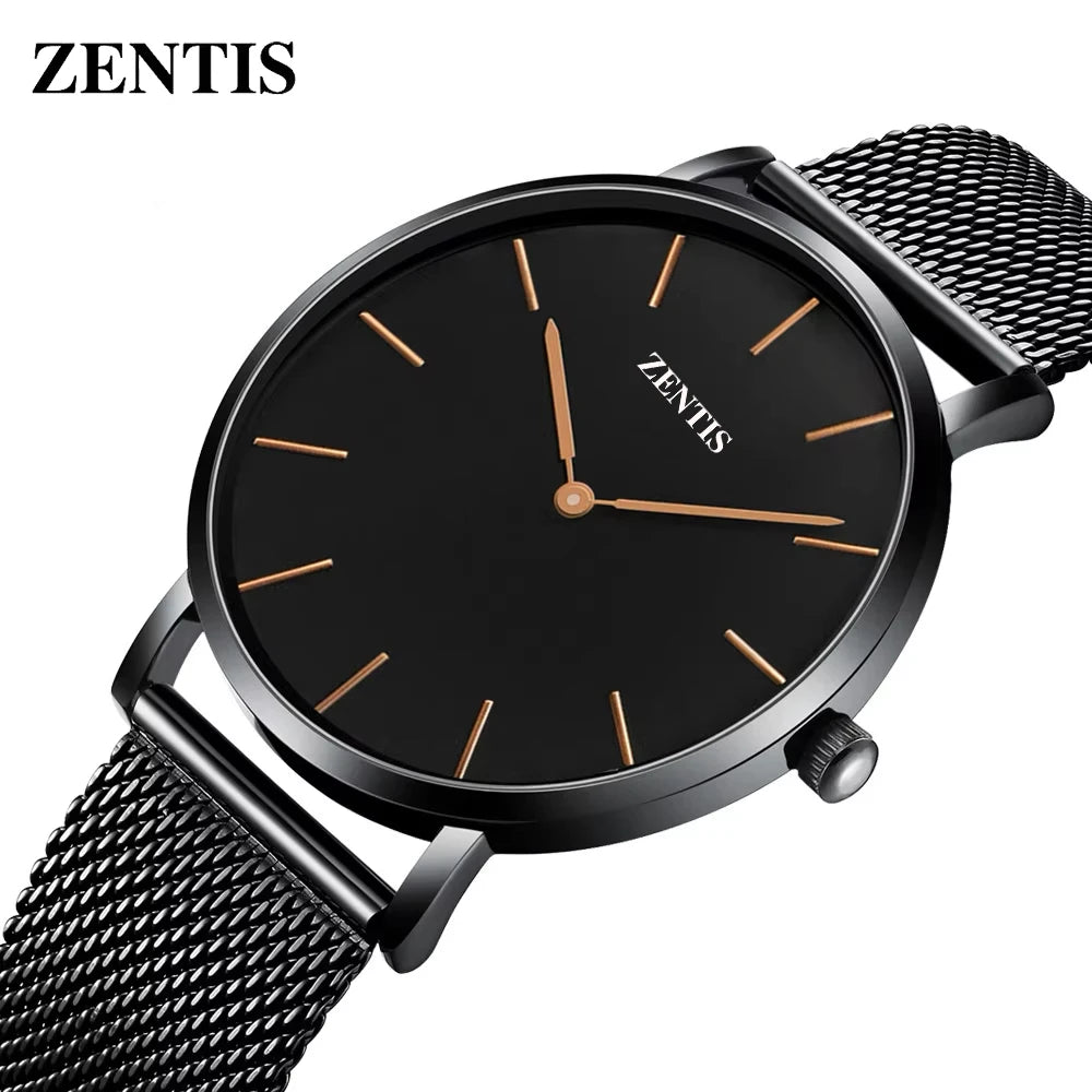 Japanese Movement Luxury Ultra-thin Milan Woven Stainless Steel Mesh Belt Quartz Watch Pointer 30m Water Resistance
