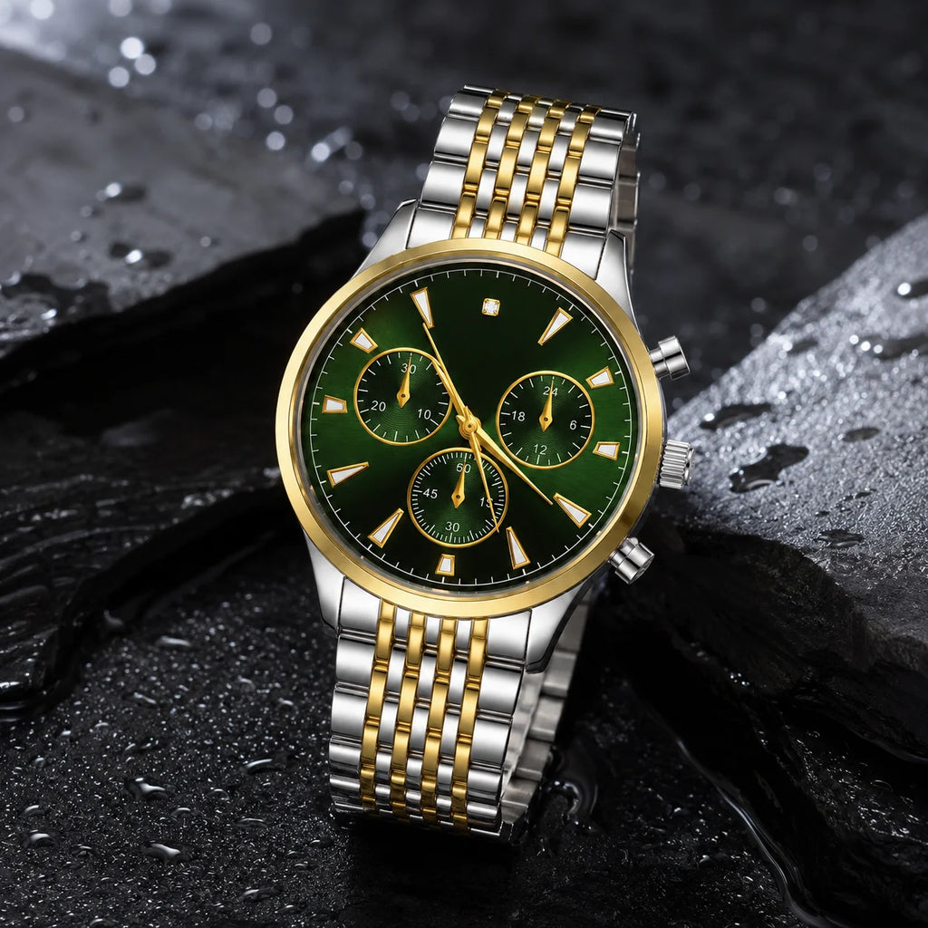 OEM Custom Logo Analog Extra Large Quartz Watch Glass Alloy Case Metal Strap 45mm Splash Resistant Wholesale Business Watch