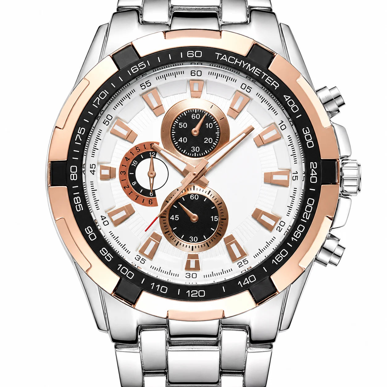 Fashionable Large-Dial Casual Business Watch Mens Quartz 30M Water Resistant Alloy 45mm 10mm Pointer Plain Glass Mirror Surface