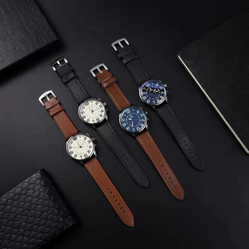 Best-selling Fashionable Business Alloy Minimalist Mens Watch Circular Pin Buckle Casual Vintage Pointer Dial Quartz