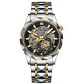 Men's Business Quartz Hollow Alloy Case Stainless Steel Strap Watch with Pointer Dial 30M Water Resistant 41mm Dial