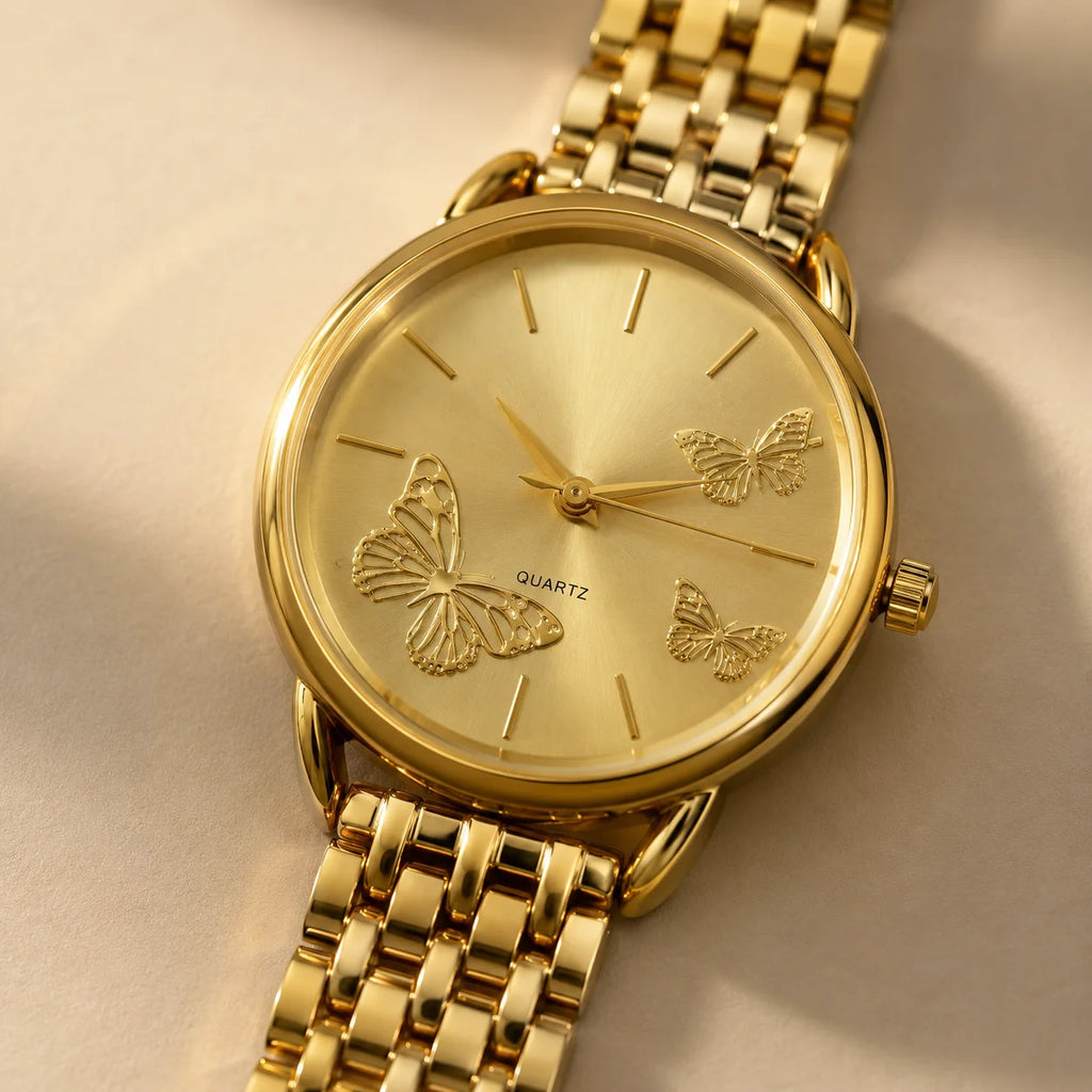 OEM Custom Logo Round Quartz Analog Glass Dial Watch Alloy Case Metal Strap 35mm Unisex Splash Resistant Wholesale Fashion