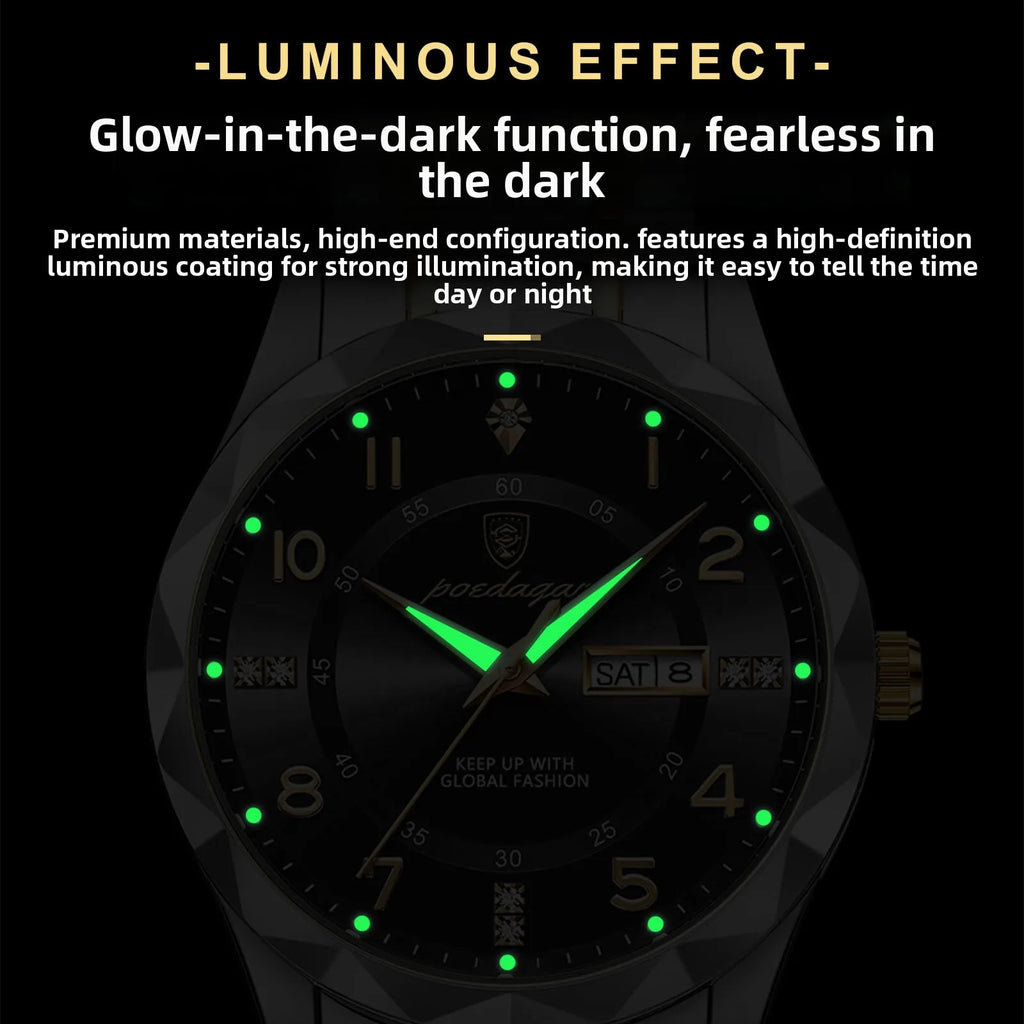 New Men's Luxury Quartz Watch Stainless Steel Band Alloy Case Luminous Waterproof 50m Sapphire Crystal Glass 41mm Pointer