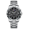 Men's Quartz Chronograph Stainless Steel Band Waterproof 30M Business-Style Wristwatch for International Trade