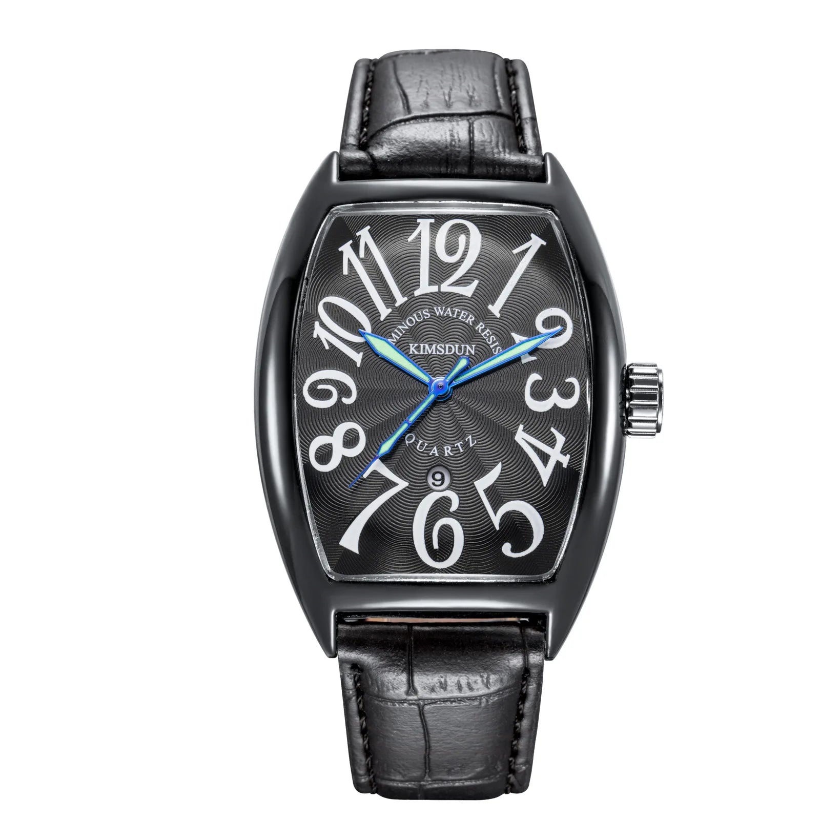 Barrel-shaped Alloy Case Men's Quartz Watch Luxury Retro Style Luminous Acrylic Band Pointer Dial
