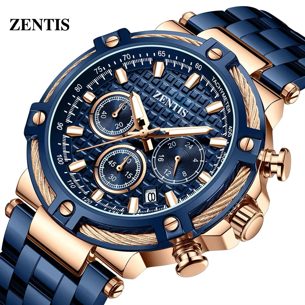 Fashion Men's Watch Casual 30M Water Resistant Quartz Luminous Alloy Case Stainless Steel Wear-resistant Crystal Dial Window