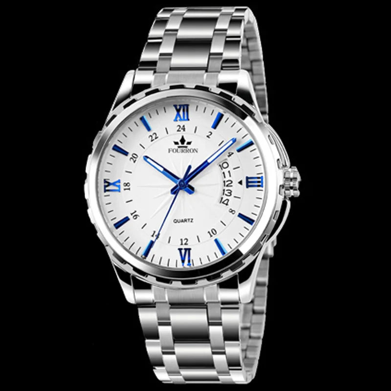 Wholesale Luminous Stainless Steel Calendar Watches Men 40mm Quartz Movement Business Style 10m Water Resistant 9mm New Arrival