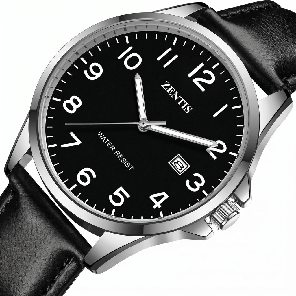 Watch for Men Fashion Minimalist Acrylic Case Lightweight Waterproof Quartz Analog Date Leather Strap Wrist Watch