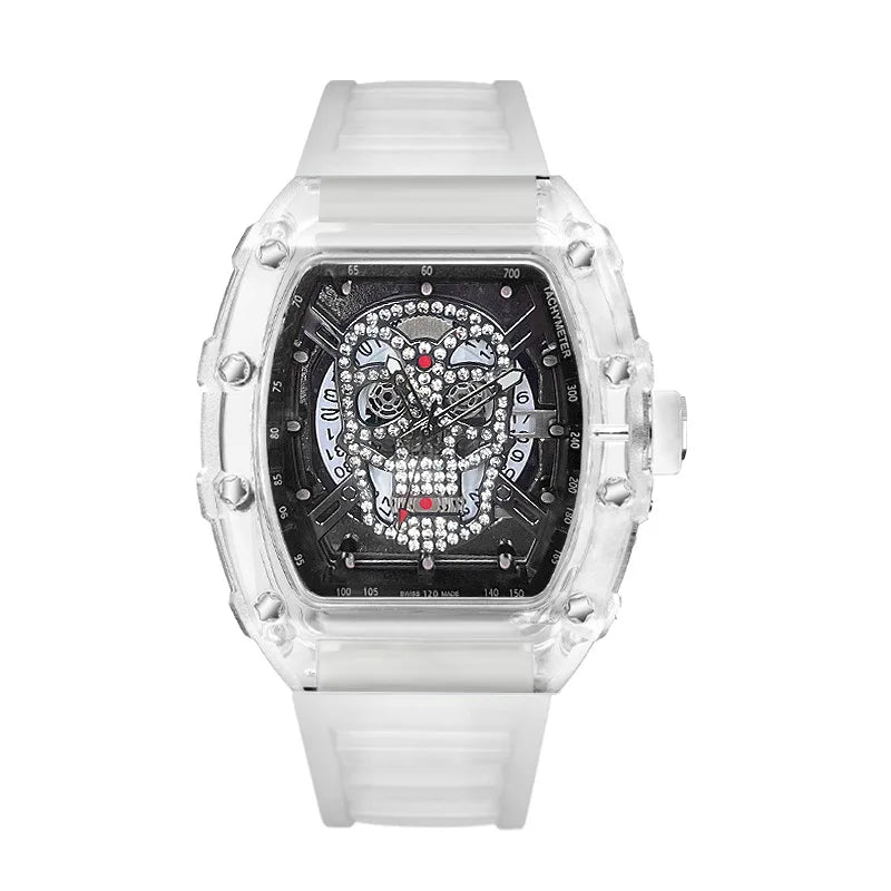 New High-Appearance Fashionable Non-Mechanical Transparent Skeleton-Style Men's Watch Quartz Silicone Pointer