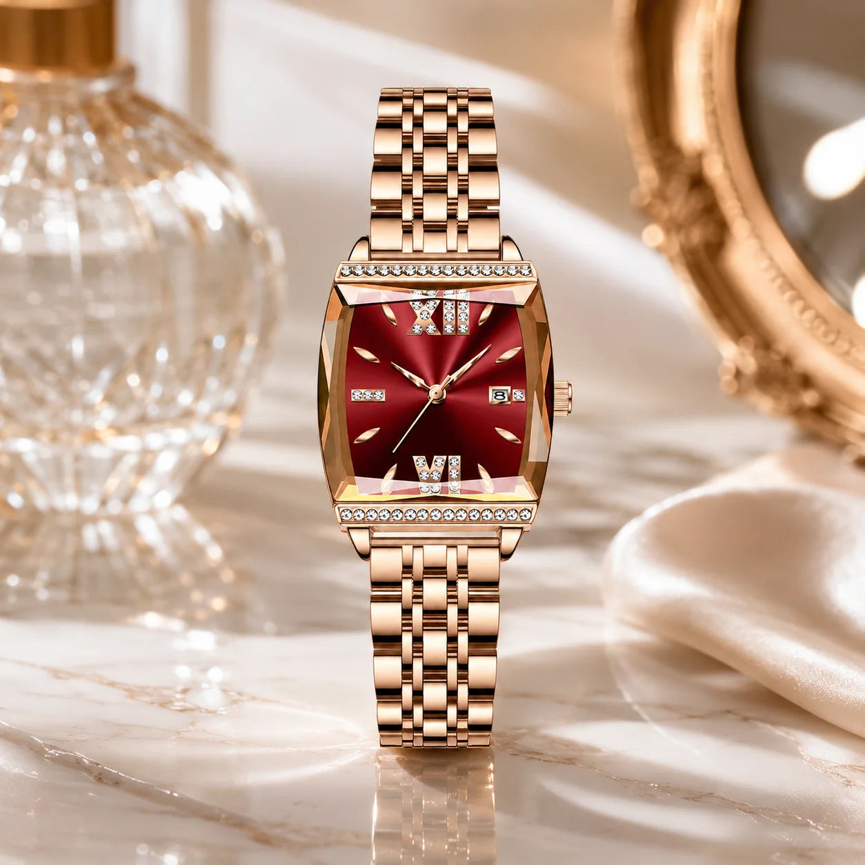 Custom Logo ODM Women's Square Alloy Case Stainless Steel Bracelet Quartz Movement Luminous Pointer Waterproof 30M Fashion