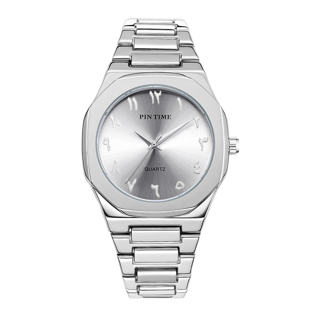 Men's Watch Casual Premium-Looking Alloy Case Water-Resistant Quartz Movement Creative Arabic-Saudi-Style Business Design