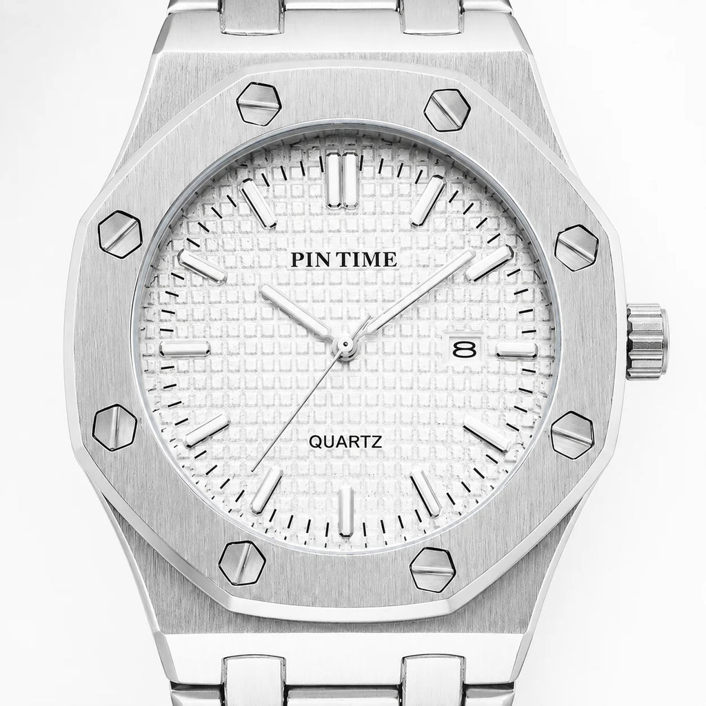 Mens Luxury Quartz Watch Drop Shipping; 41mm Octagonal Alloy Case Alloy Band; 30M Water Resistant Pointer Dial