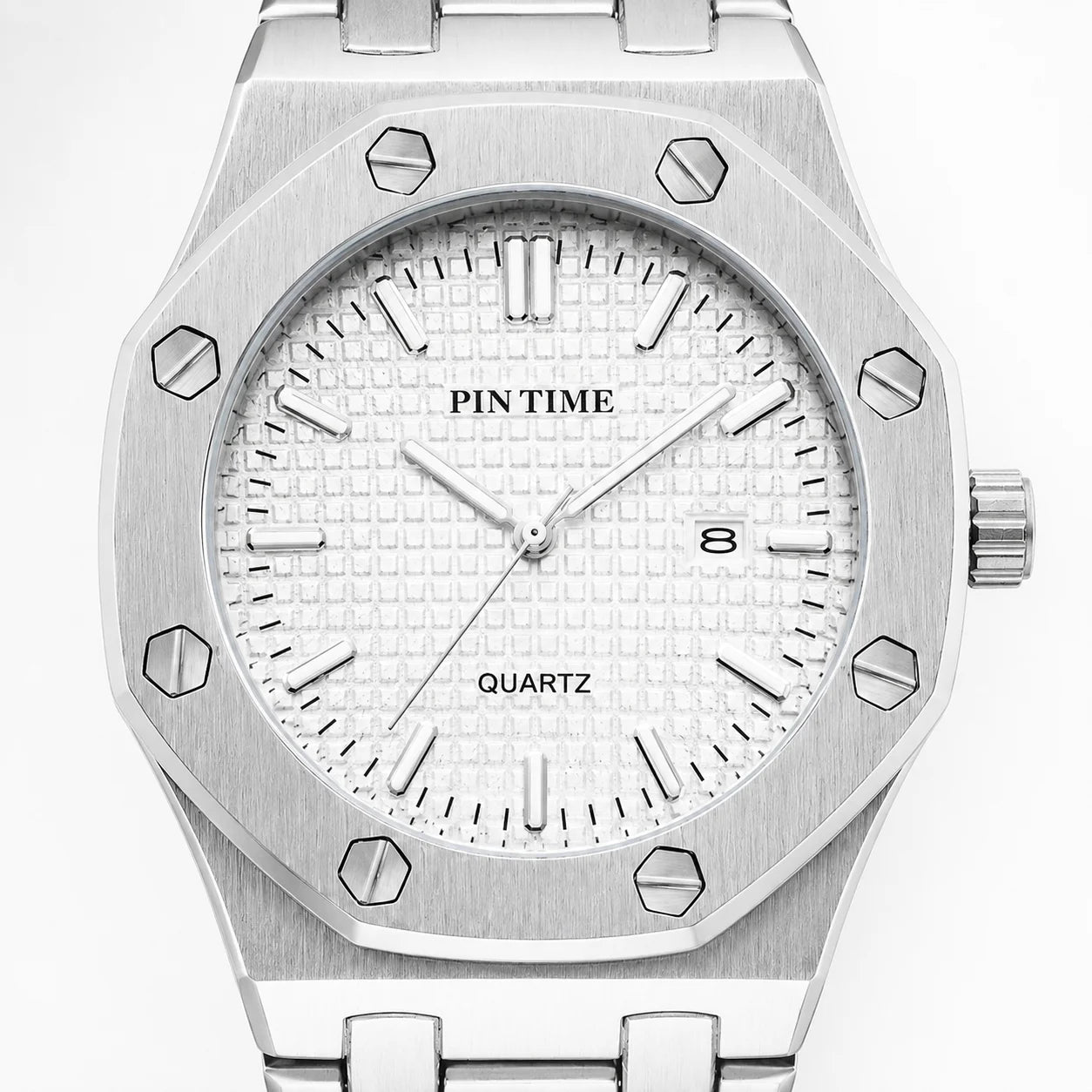 Mens Luxury Quartz Watch Drop Shipping; 41mm Octagonal Alloy Case Alloy Band; 30M Water Resistant Pointer Dial