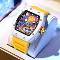 Luxury Smiling Face Barrel-Shaped Men's Quartz Watch Mineral-Strengthened Glass Silicone Band Luminous Dial 30M Water Resistant
