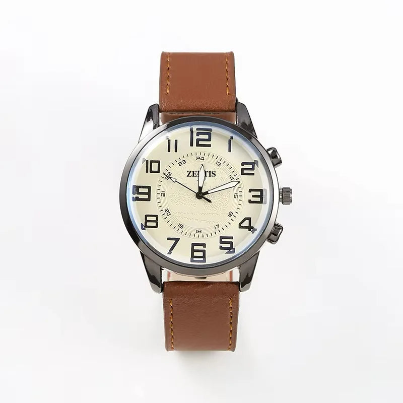 Best-selling Fashionable Business Alloy Minimalist Mens Watch Circular Pin Buckle Casual Vintage Pointer Dial Quartz
