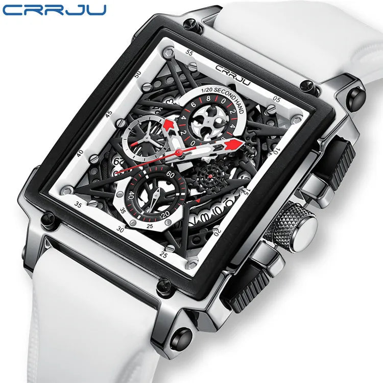 New Luxury Men's Watch Silicone Band Water Resistant Simple Leisure Style Distinctive Multifunctional Analog Quartz Movement