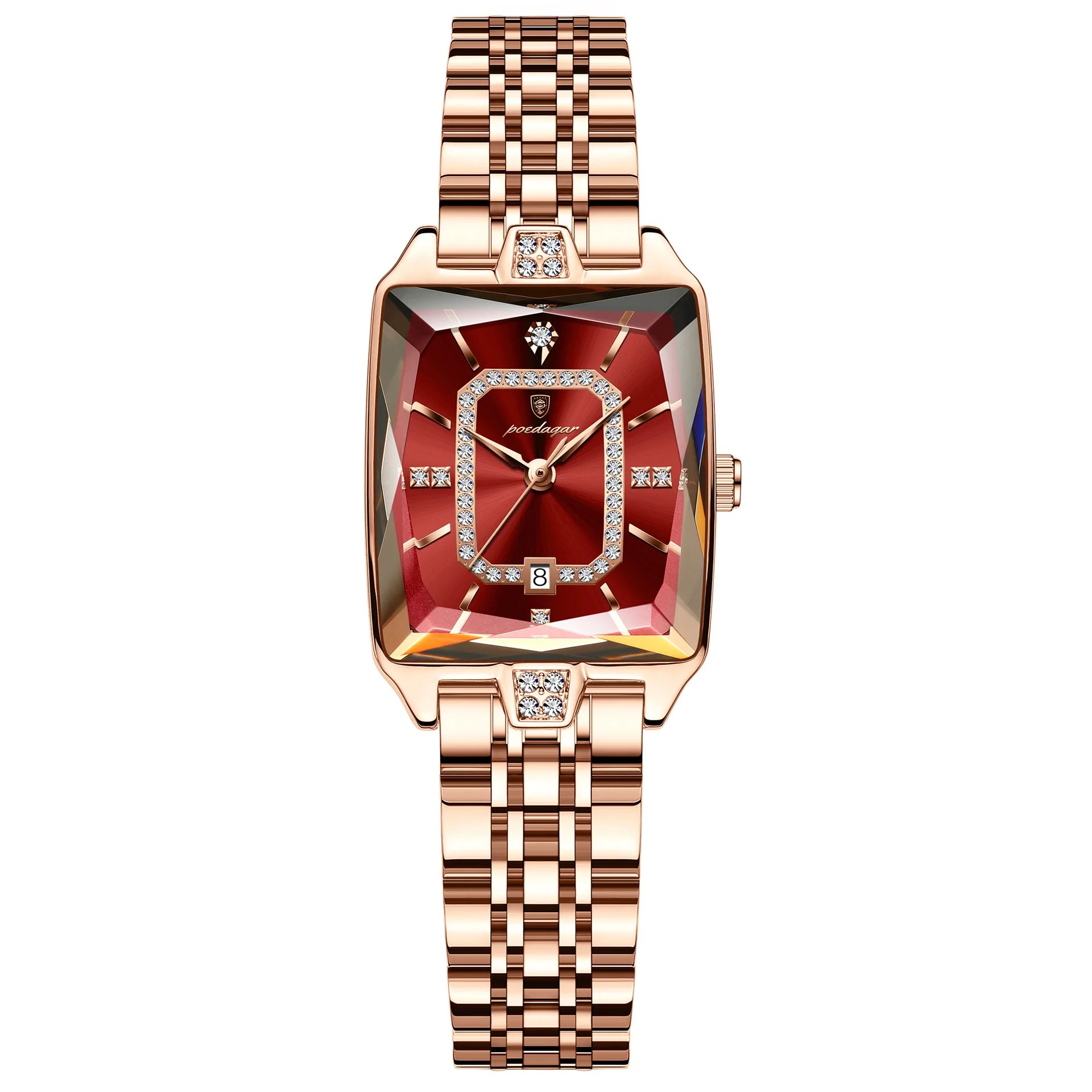 Brand Square Ladies Watch Stainless Steel Band Alloy Waterproof Quartz Movement 30M Water Resistant Luxury Fashion Pointer
