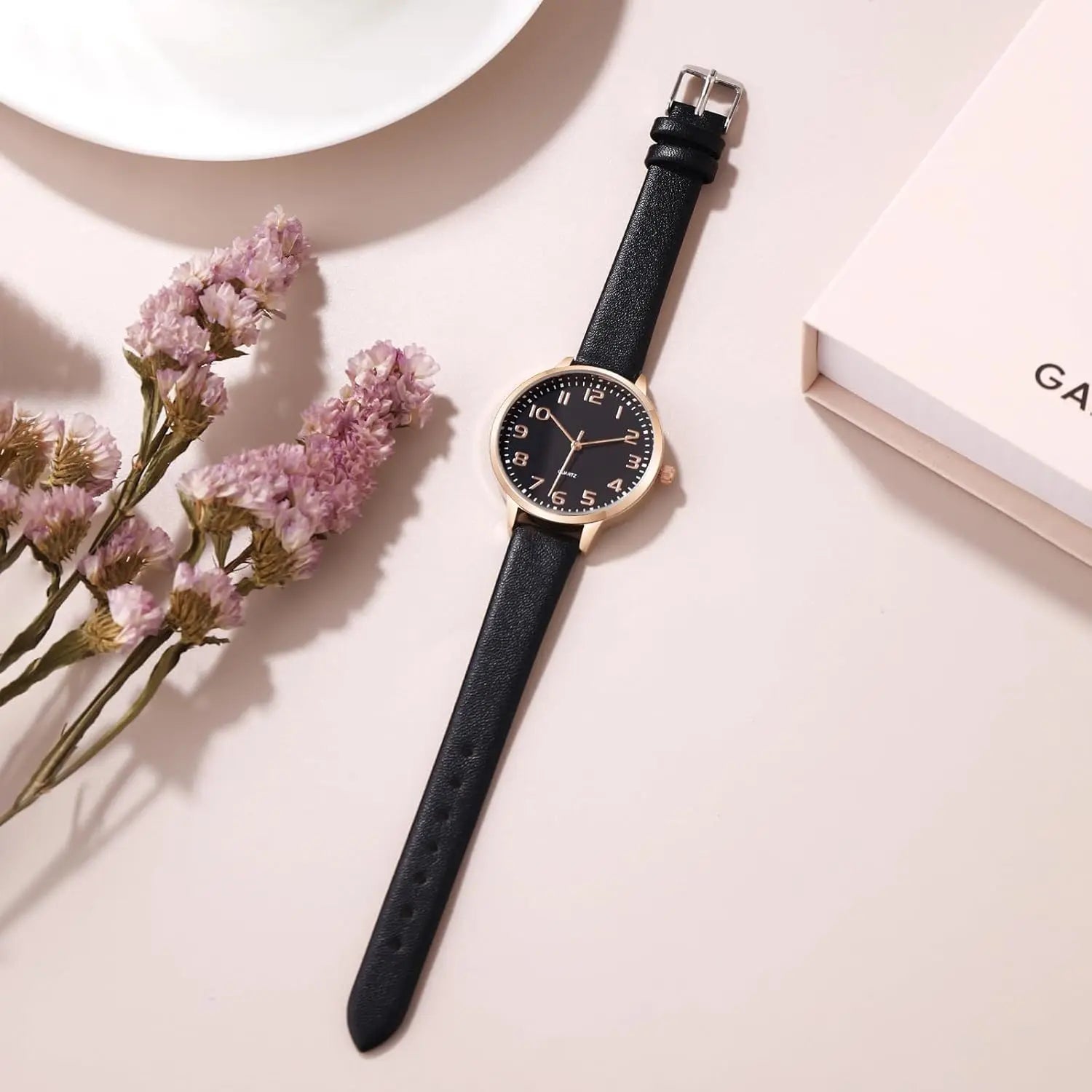 Women's Dainty Analog Leather Alloy Case Waterproof Dress Watch for Small Wrists