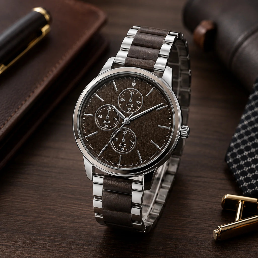 OEM Custom Logo Extra Large Round Quartz Analog Watch Alloy Case Glass Dial Metal Strap 45mm Wholesale Men