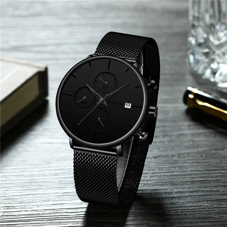 Men's Hot Sale Luxury Casual Alloy Case Acrylic Band Analog Quartz Movement Waterproof Fashionable Personalized Student Watch