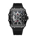 Casual Fashionable Trendy Fully Automatic Quartz Silicone Band Pointer Dial Luminous 43mm Alloy Barrel-shaped Mens Watch