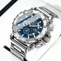 Cross-border New Style Alloy Stainless Steel Band Three-eye Large Watch Multifunctional Three-hand Timing 30M Water Resistant