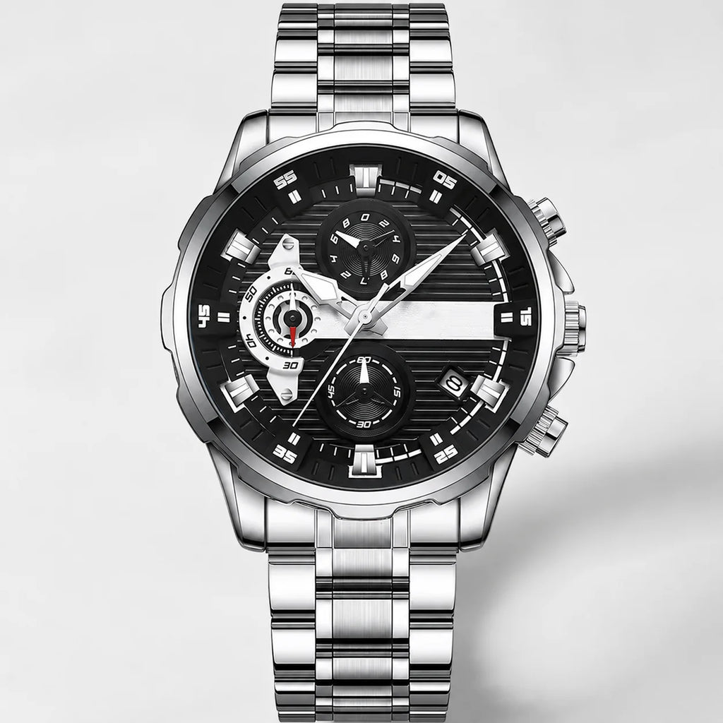 Multifunctional Best-selling Diamond-pattern Mens Watch; High-end Luminous Waterproof Quartz Watch Alloy 10mm Pointer Stainless