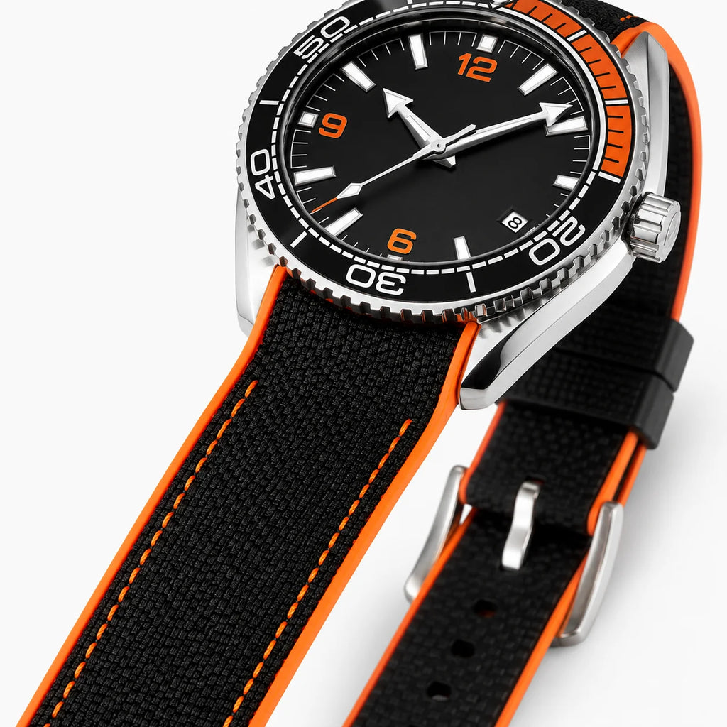 Hippocampus-Style Men's Quartz Watch Dial 45mm 30M Water Resistant Calendar Luminous Hands Nylon Band Hidden Clasp Pointer