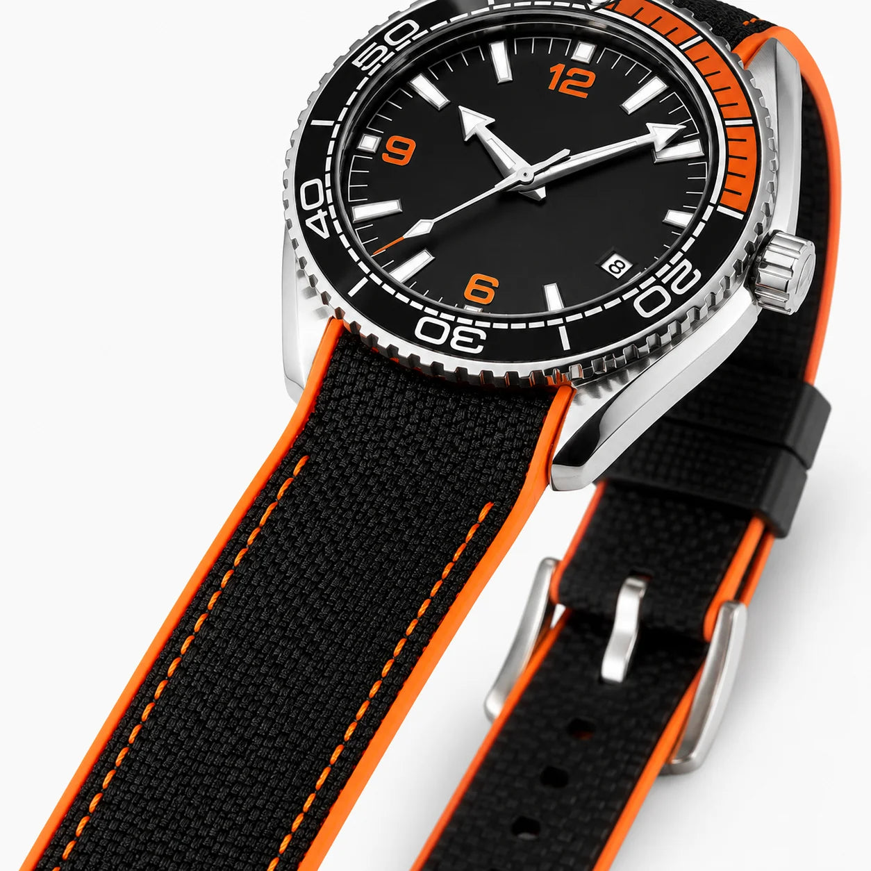 Hippocampus-Style Men's Quartz Watch Dial 45mm 30M Water Resistant Calendar Luminous Hands Nylon Band Hidden Clasp Pointer