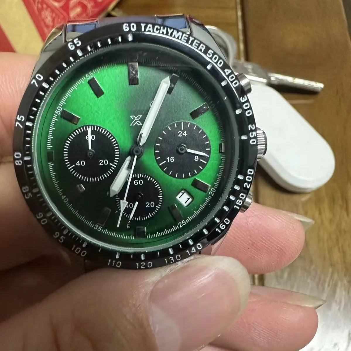 Eco-Friendly Stainless Steel Alloy Quartz Pointer Display Six-Hand Multifunction 40mm Men's Watch