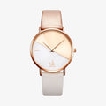 Women's Fashion Alloy Leather Strap Quartz Watch 36mm Pointer Dial Water Resistant 30M Student Party Watch