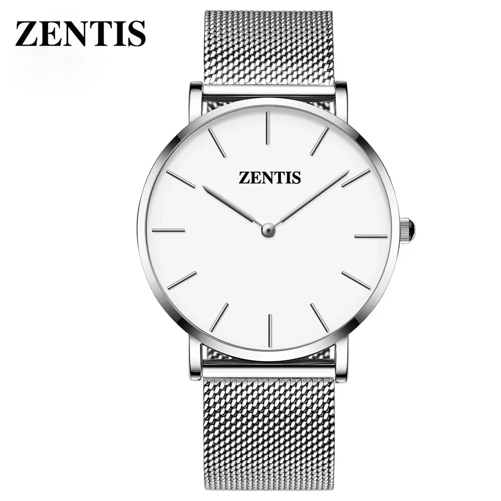 Japanese Movement Luxury Ultra-thin Milan Woven Stainless Steel Mesh Belt Quartz Watch Pointer 30m Water Resistance