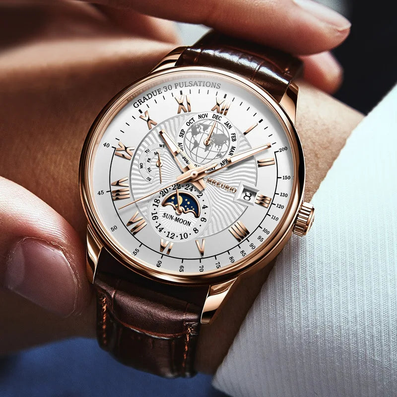 New Foreign Trade Fashion Bestseller Three-Eye Calendar Starry Sky Moon Stylish Mens Quartz Watch Pointer Dial Acrylic Strap 9mm