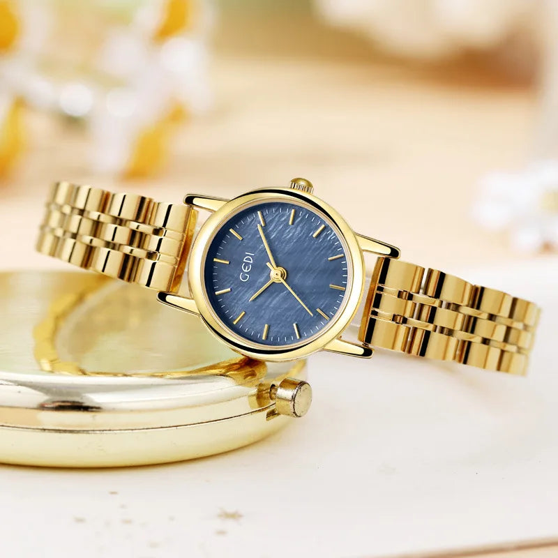 Zentis Women's Pearl Shell Alloy Case Quartz Watch with Acrylic Strap 22mm Pointer Dial Pin Buckle Medieval Style Waterproof 30M